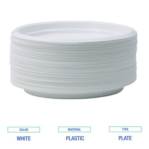 Hi-Impact Plastic Dinnerware, Plate, 9" dia, White, 500/Carton. Picture 5