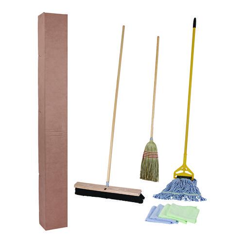 Cleaning Kit, Medium Blue Cotton/Rayon/Synthetic Head, 60" Natural/Yellow Wood/Metal Handle. Picture 10