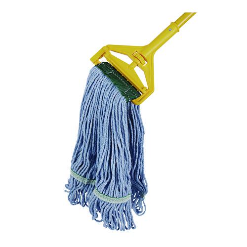 Cleaning Kit, Medium Blue Cotton/Rayon/Synthetic Head, 60" Natural/Yellow Wood/Metal Handle. Picture 3