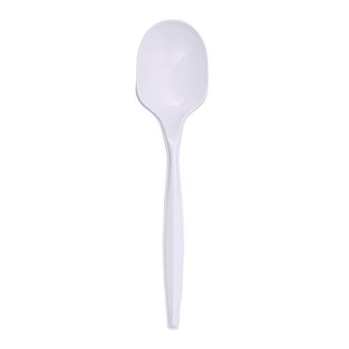 Mediumweight Polypropylene Cutlery, Soup Spoon, White, 1000/Carton. Picture 1