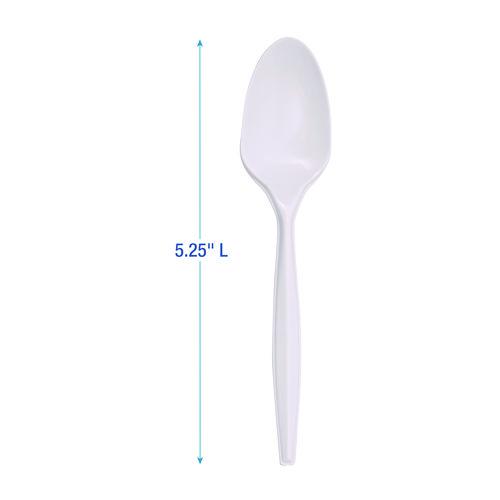 Mediumweight Polypropylene Cutlery, Teaspoon, White, 1000/Carton. Picture 3
