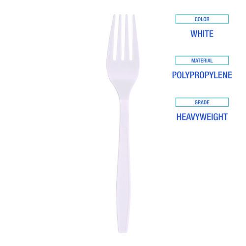Heavyweight Polypropylene Cutlery, Fork, White, 1000/Carton. Picture 5