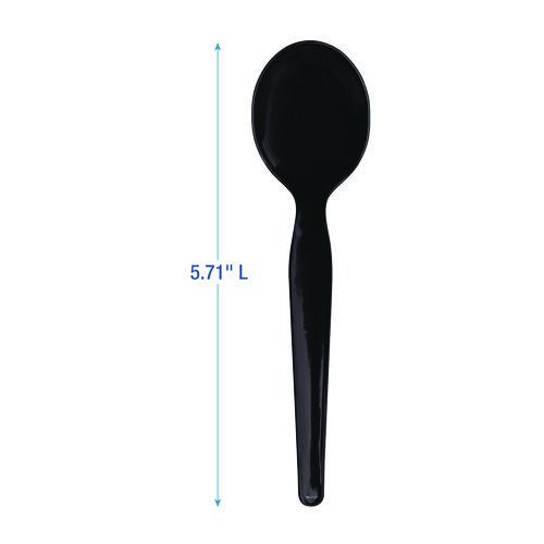 Heavyweight Wrapped Polystyrene Cutlery, Soup Spoon, Black, 1,000/Carton. Picture 3