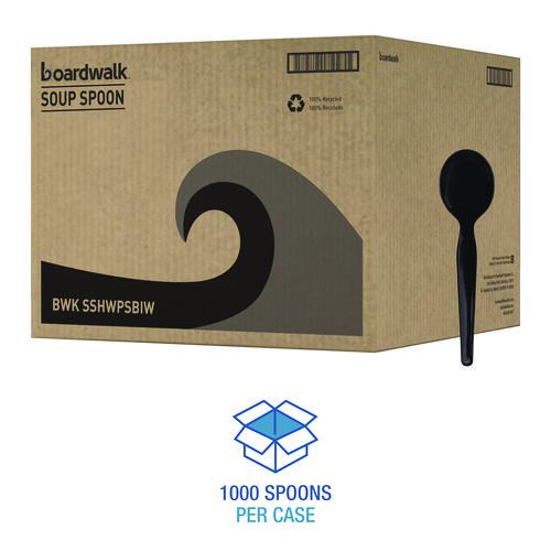 Heavyweight Wrapped Polystyrene Cutlery, Soup Spoon, Black, 1,000/Carton. Picture 4