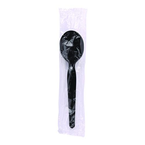 Heavyweight Wrapped Polystyrene Cutlery, Soup Spoon, Black, 1,000/Carton. Picture 7