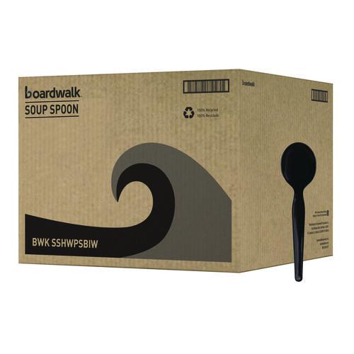 Heavyweight Wrapped Polystyrene Cutlery, Soup Spoon, Black, 1,000/Carton. Picture 1