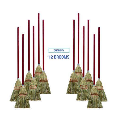 Corn/Fiber Brooms, Corn/Synthetic Fiber Bristles, 36" Overall Length, Gray/Natural, 12/Carton. Picture 8
