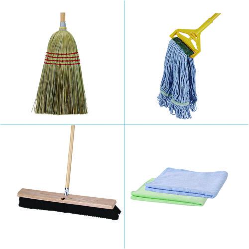 Cleaning Kit, Medium Blue Cotton/Rayon/Synthetic Head, 60" Natural/Yellow Wood/Metal Handle. Picture 8