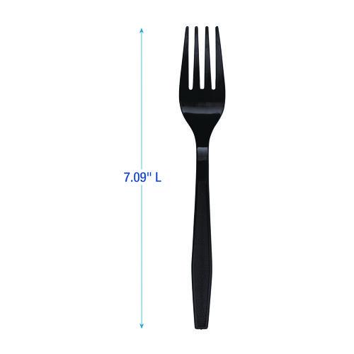 Heavyweight Polypropylene Cutlery, Fork, Black, 1000/Carton. Picture 3