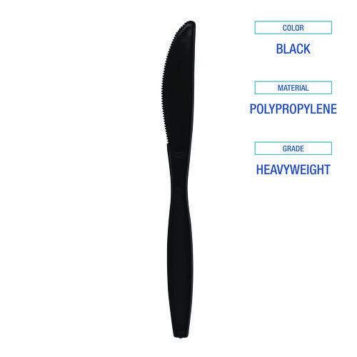 Heavyweight Polypropylene Cutlery, Knife, Black, 1000/Carton. Picture 5