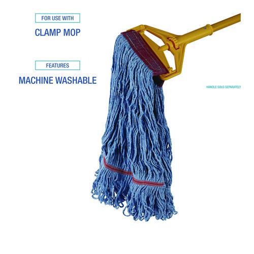 Cotton Mop Heads, Cotton/Synthetic, Large, Looped End, Wideband, Blue, 12/CT. Picture 3