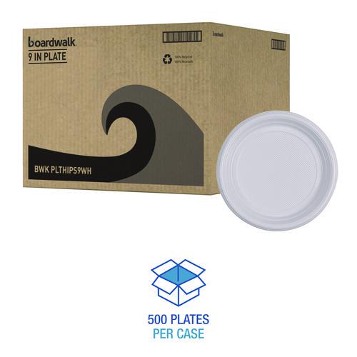 Hi-Impact Plastic Dinnerware, Plate, 9" dia, White, 500/Carton. Picture 4
