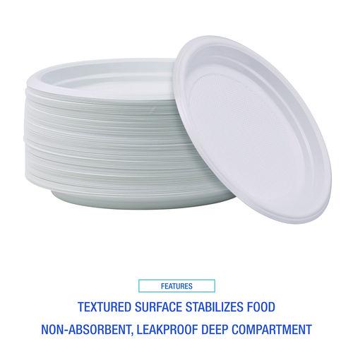 Hi-Impact Plastic Dinnerware, Plate, 9" dia, White, 500/Carton. Picture 7