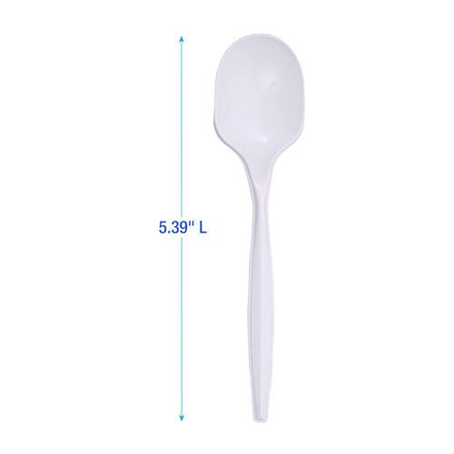 Mediumweight Polypropylene Cutlery, Soup Spoon, White, 1000/Carton. Picture 3
