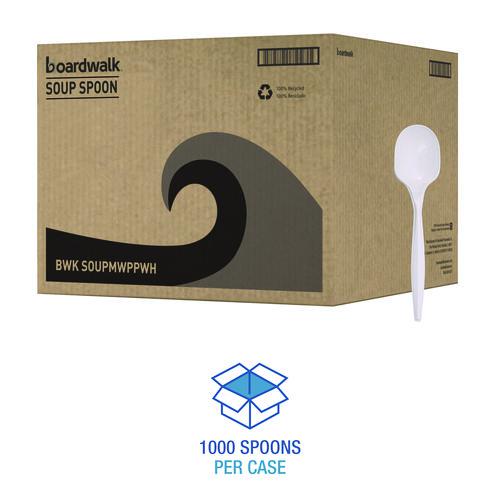 Mediumweight Polypropylene Cutlery, Soup Spoon, White, 1000/Carton. Picture 4