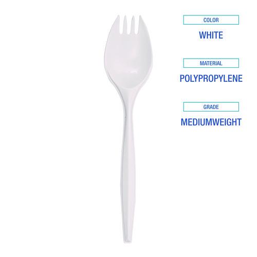 Mediumweight Polypropylene Cutlery, Spork, White, 1000/Carton. Picture 5