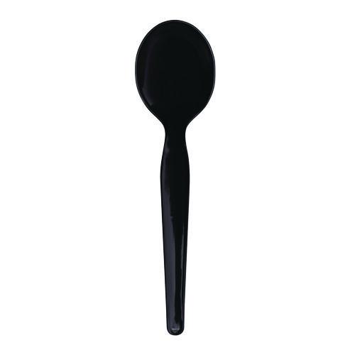 Heavyweight Wrapped Polystyrene Cutlery, Soup Spoon, Black, 1,000/Carton. Picture 2