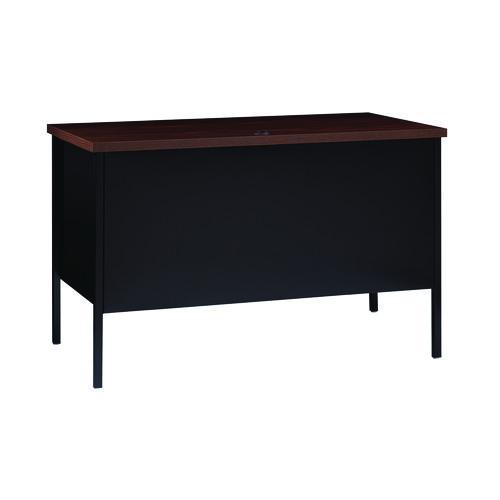 Single Pedestal Steel Desk, 45.5" x 24" x 29.5", Mocha/Black, Black Legs. Picture 3