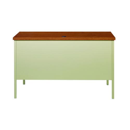Single Pedestal Steel Desk, 45" x 24" x 29.5", Cherry/Putty. Picture 3