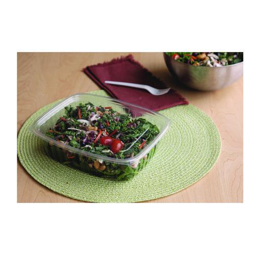 Renewable and Compostable Rectangular Deli Containers, 48 oz, 8 x 6 x 2, Clear, Plastic, 50/Pack, 4 Packs/Carton. Picture 5