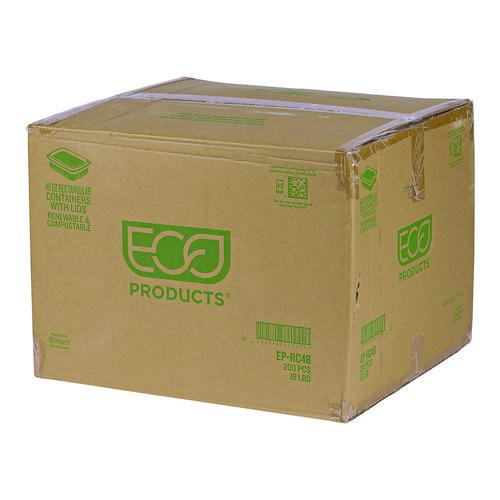Renewable and Compostable Rectangular Deli Containers, 48 oz, 8 x 6 x 2, Clear, Plastic, 50/Pack, 4 Packs/Carton. Picture 4