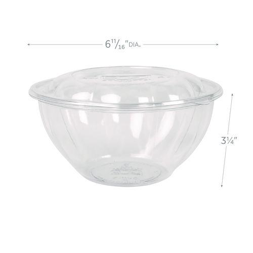 Renewable and Compostable Salad Bowls with Lids, 32 oz, Clear, Plastic, 50/Pack, 3 Packs/Carton. Picture 3