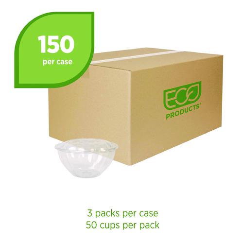 Renewable and Compostable Salad Bowls with Lids, 32 oz, Clear, Plastic, 50/Pack, 3 Packs/Carton. Picture 2