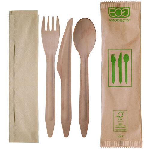 Wood Cutlery, Fork/Knife/Spoon/Napkin, Natural, 500/Carton. Picture 1
