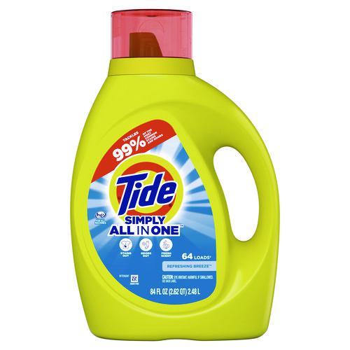 Simply Clean and Fresh Laundry Detergent, Refreshing Breeze, 64 Loads, 84 oz Bottle, 4/Carton. Picture 2