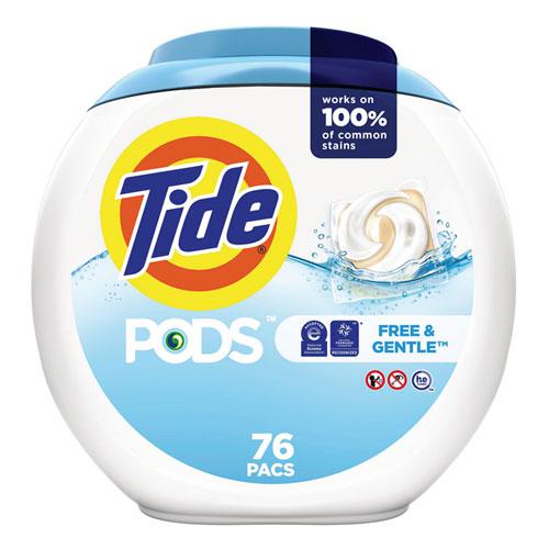PODS Laundry Detergent, Free and Gentle, 63 oz Tub, 76 Pacs/Tub, 4 Tubs/Carton. Picture 2