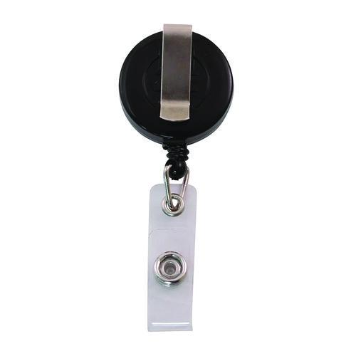 Clip-On Badge Reel, Extends 30", Black, 25/Pack. Picture 2