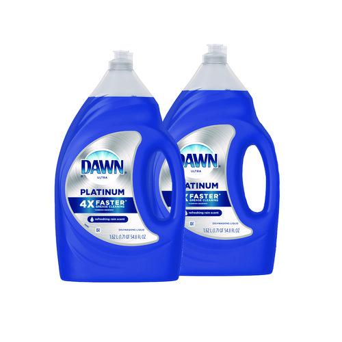 Platinum Liquid Dish Detergent, Refreshing Rain, 54.8 oz Bottle, 2/Pack. Picture 1