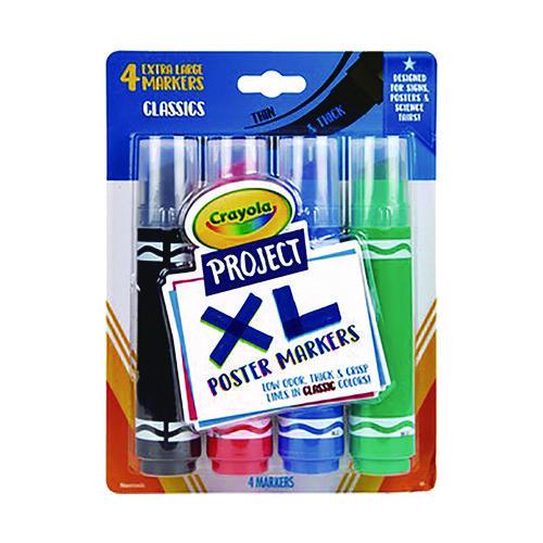 XL Poster Markers, Thin/Thick Chisel Tip, Assorted Classic Colors, 4/Pack. Picture 1