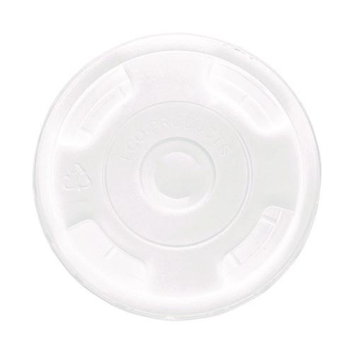 BlueStripe Recycled Content Cold Cup Flat Lids, Fits 9 oz to 24 oz Cups, Clear, 100/Pack, 10 Packs/Carton. Picture 1