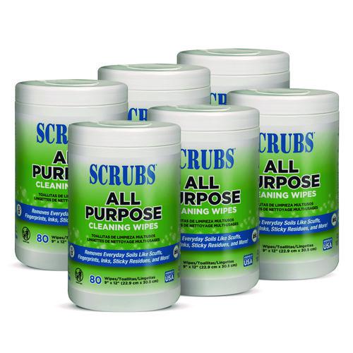 Multi-Surface Wipes, 9 x 12, Citrus Scent, White, 80 Wipes/Canister, 6 Canisters/Carton. Picture 1