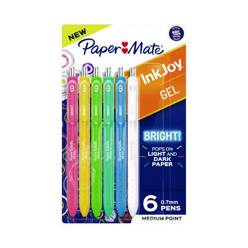 InkJoy Gel Bright Retractable Pen, Medium 0.7 mm, Assorted Ink/Barrel Colors, 6/Pack. Picture 1