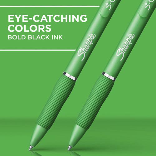 S-Gel Fashion Barrel Gel Pen, Retractable, Medium 0.7 mm, Black Ink, Green Barrel, 4/Pack. Picture 3