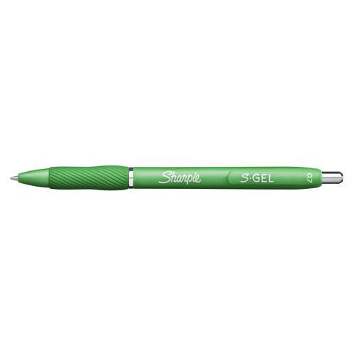 S-Gel Fashion Barrel Gel Pen, Retractable, Medium 0.7 mm, Black Ink, Green Barrel, 4/Pack. Picture 1