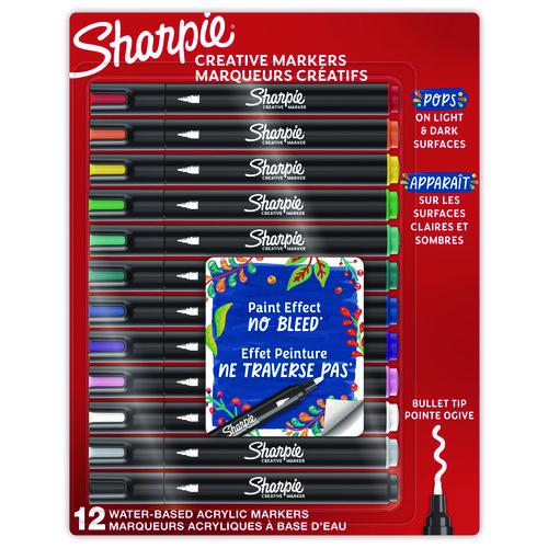 Creative Markers, Medium Bullet Tip, Assorted Colors, 12/Pack. Picture 1