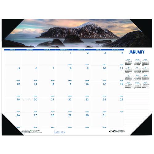 Earthscapes Recycled Monthly Desk Pad Calendar, Coastlines Photos, 22 x 17, Black Binding/Corners,12-Month (Jan-Dec): 2024. Picture 2