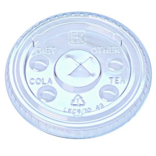Kal-Clear/Nexclear Drink Cup Lids, Flat Lid w/X-Style Straw Slot and Flavor Buttons, Fits 9-10 oz Cold Cups, Clear, 2,500/CT. Picture 1