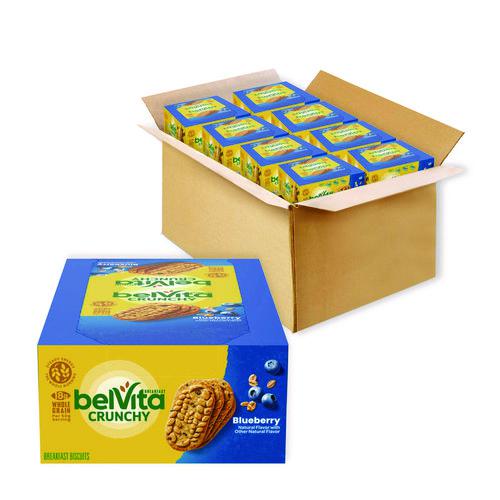 belVita Breakfast Biscuits, 1.76 oz Pack, Blueberry, 8 Packs/Box, 8 Boxes/Carton. Picture 1
