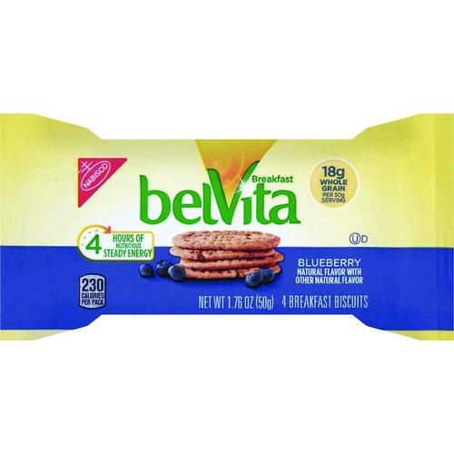 belVita Breakfast Biscuits, 1.76 oz Pack, Blueberry, 8 Packs/Box, 8 Boxes/Carton. Picture 4
