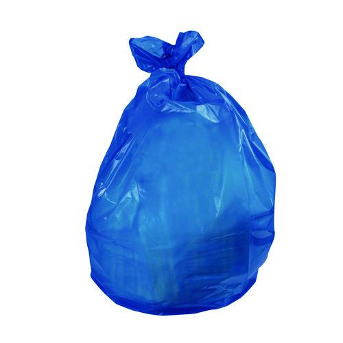 High-Density Waste Can Liners, 23 gal, 14 mic, 30 x 43, Blue, 25 Bags/Roll, 10 Rolls/Carton. Picture 2