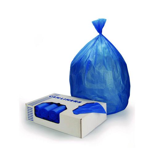 High-Density Waste Can Liners, 23 gal, 14 mic, 30 x 43, Blue, 25 Bags/Roll, 10 Rolls/Carton. Picture 1