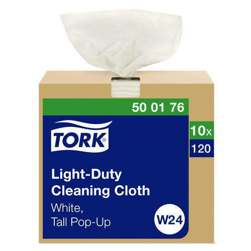 Light Duty Cleaning Cloth Pop Up Box, 1-Ply, 8.3 x 16.1, White, 120 Cloths/Pack, 10 Packs/Carton. Picture 1