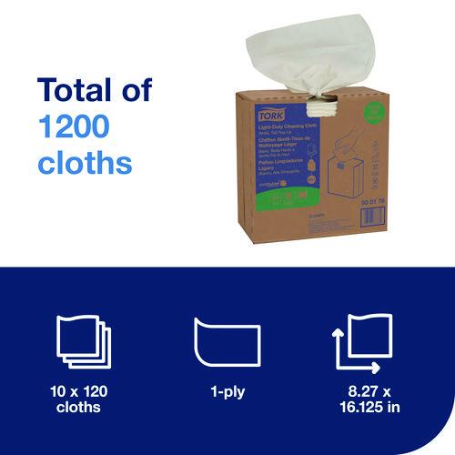 Light Duty Cleaning Cloth Pop Up Box, 1-Ply, 8.3 x 16.1, White, 120 Cloths/Pack, 10 Packs/Carton. Picture 2
