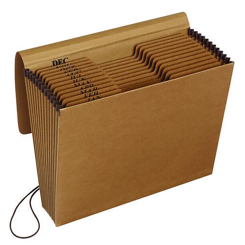 Kraft Indexed Expanding File, 12 Sections, Elastic Cord Closure, 1/12-Cut Tabs, Letter Size, Brown. Picture 1