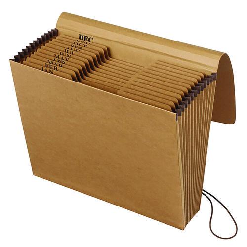 Kraft Indexed Expanding File, 12 Sections, Elastic Cord Closure, 1/12-Cut Tabs, Letter Size, Brown. Picture 2