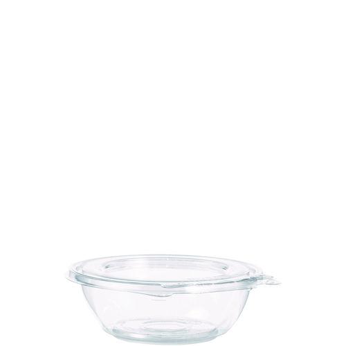 Tamper-Resistant, Tamper-Evident Bowls with Flat Lid, 8 oz, 5.5" Diameter x 1.7"h, Clear, Plastic, 240/Carton. Picture 1